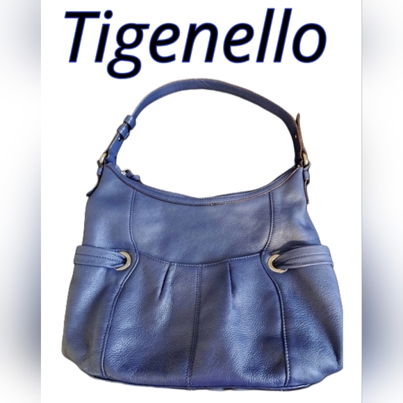 Tignanello Handbags - Tignanello Blue Leather Hobo Shoulder Handbag